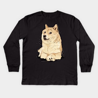 Famous Dog Meme - Original Artwork Kids Long Sleeve T-Shirt